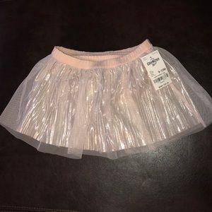 Pink tulle and silver metallic skirt